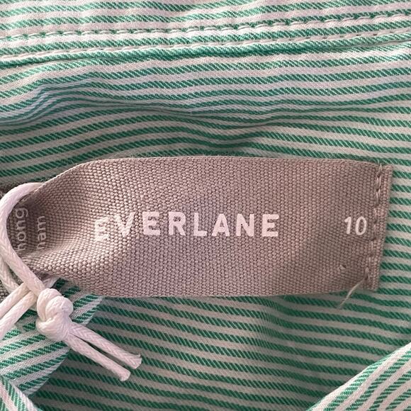 Everlane The Silky Cotton Relaxed Shirt Mint Green White Stripe Womens Sz 10 NWT - Picture 8 of 9
